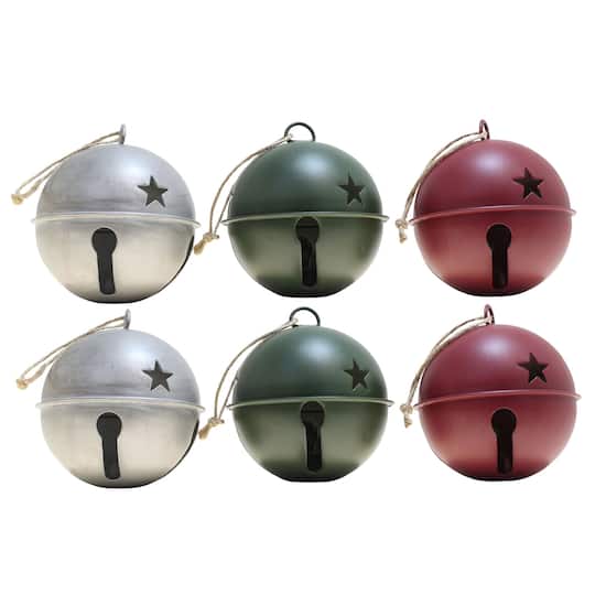 Haute Decor 6ct. 3.5&#x22; Assorted Jingle Bell Ornaments